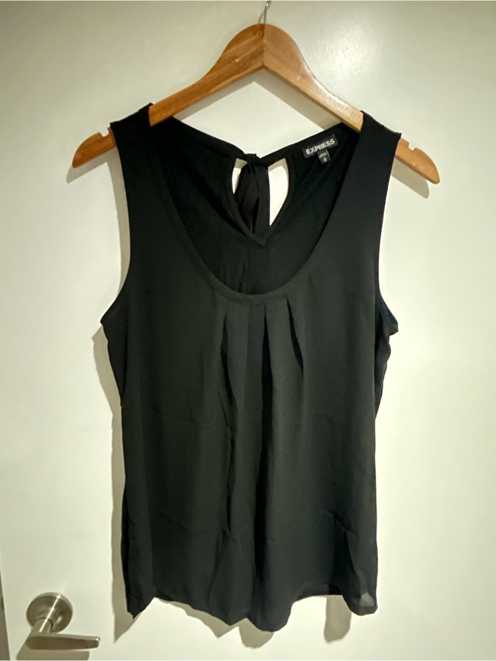 Express Black Sleeveless Pleated Camisole with Back Tie